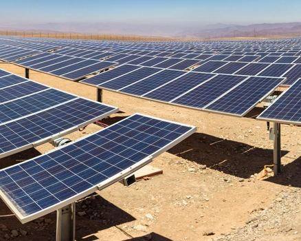 Solar panel installation in the desert